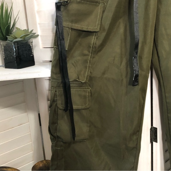 Army green Y2K safari high rise grunge skater cargo pants Sz S - Picture 5 of 9